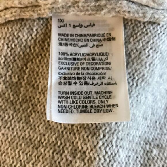 Karen Scott Holiday Meowy Cat NOT-Ugly Christmas Sweater in Gray 1X - Picture 7 of 11